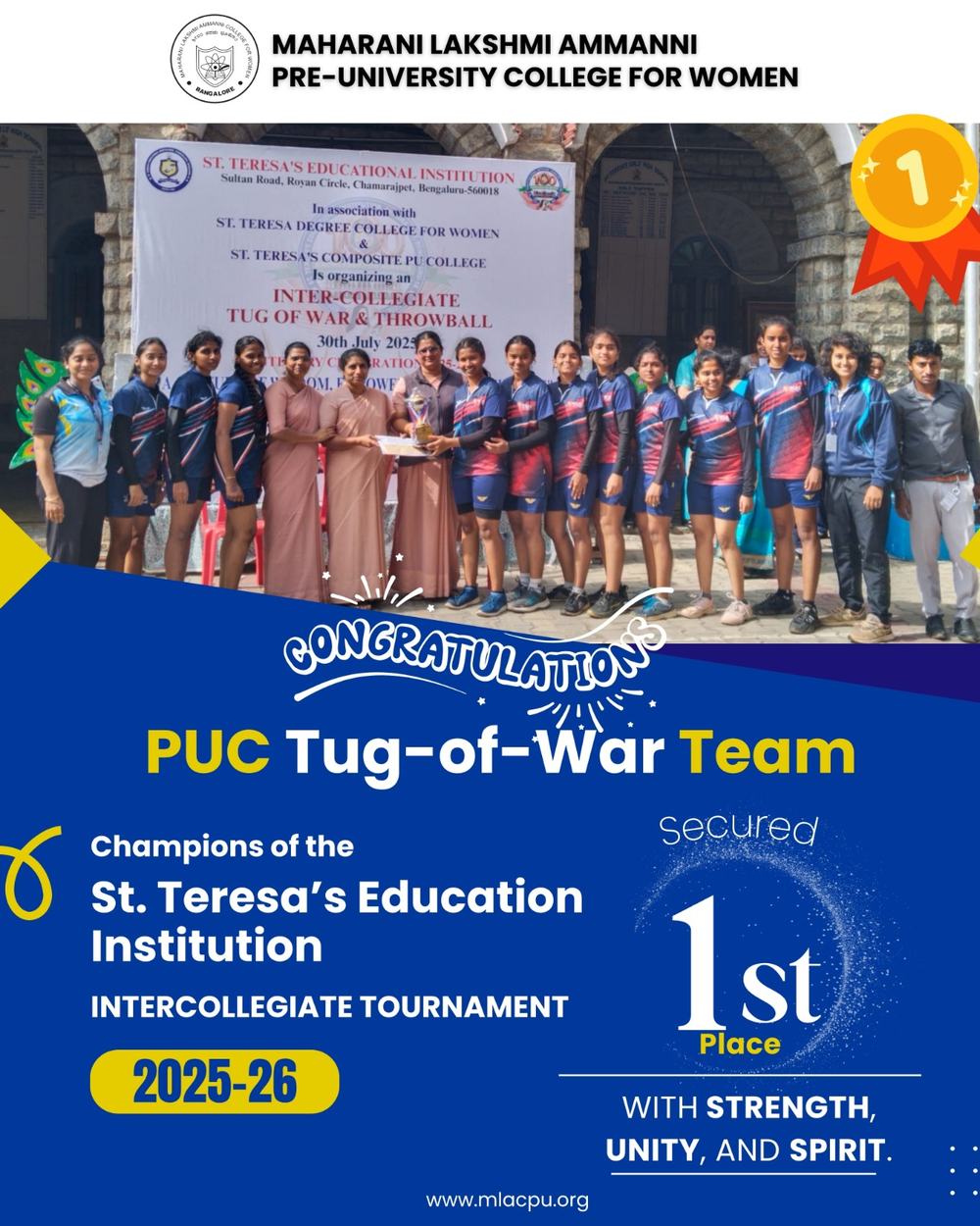 PUC Tug-of-war Team are the champions of INTERCOLLEGIATE TOURNAMENT