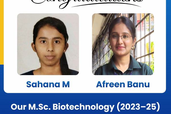 Our M.Sc.Biotechnology students have successfully cleared KSET 2025