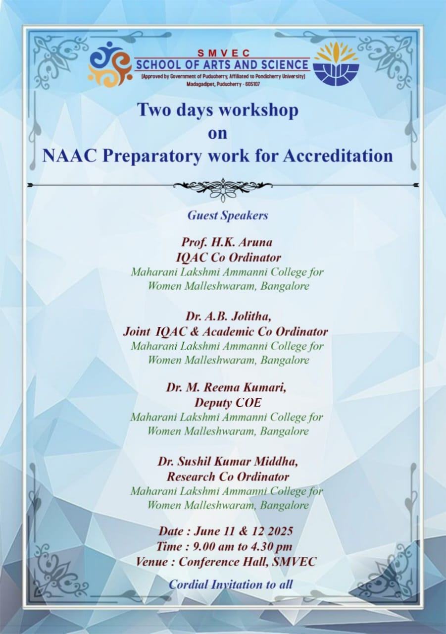 Two day workshop on NAAC preparatory work for accrediation